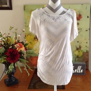 Motherhood Maternity Cream/White Embroidered Top